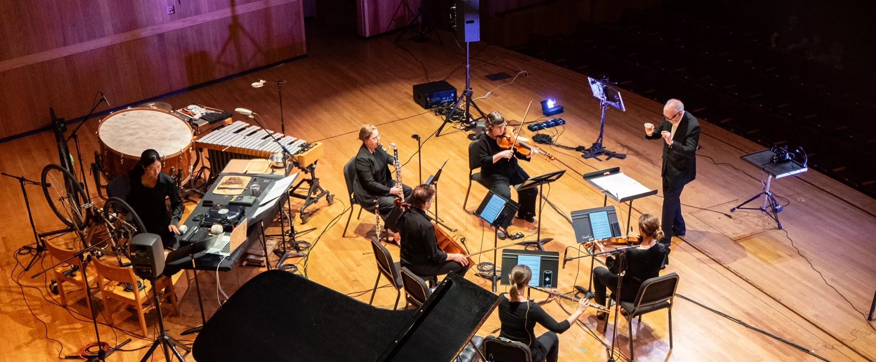 Musicians on stage during a Talea new music concert.