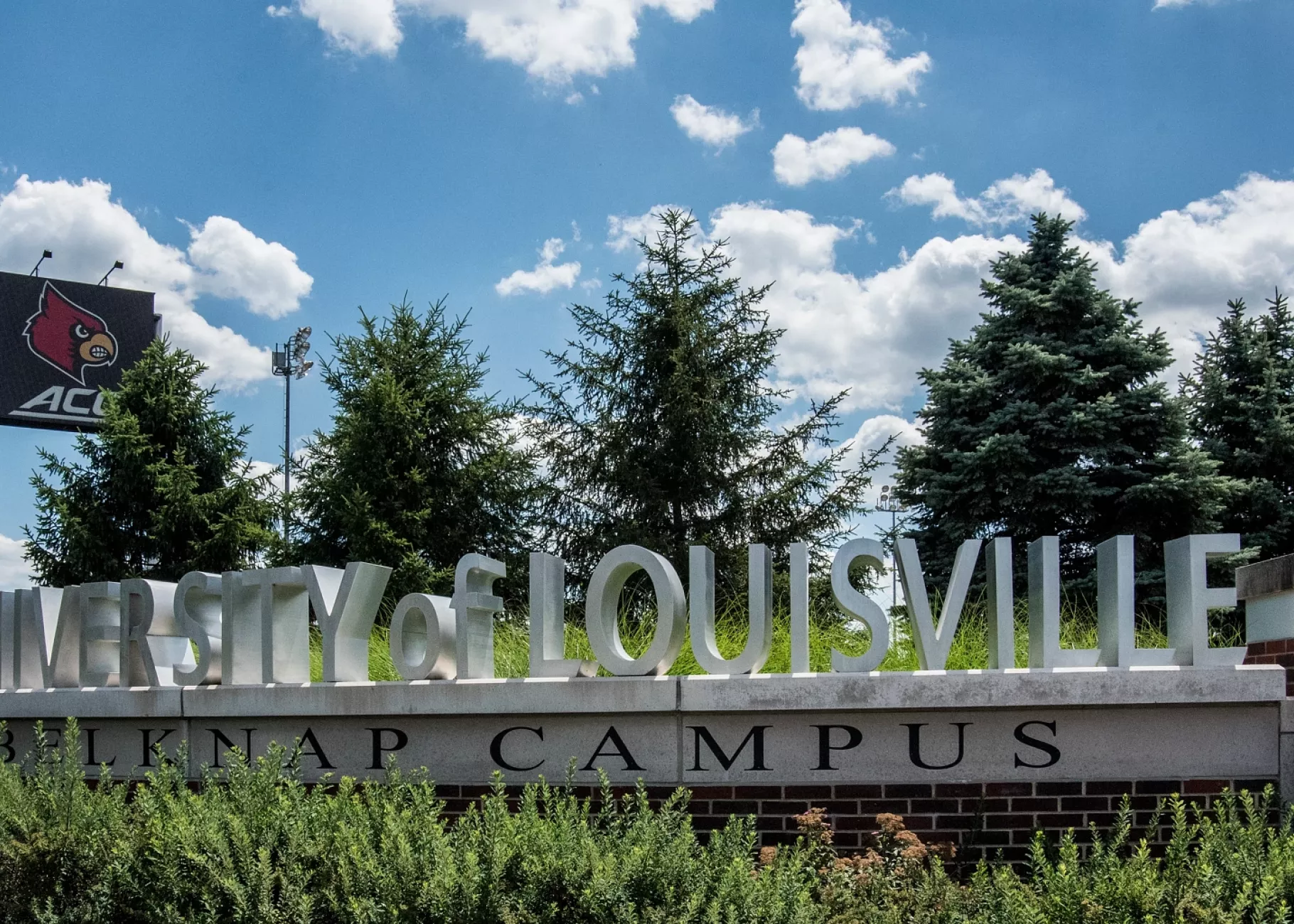 Belknap Campus entrance on the corner of Arthur St. and Cardinal Blvd.
