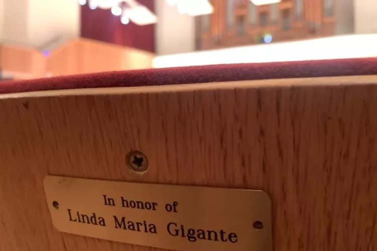 Seat plaque in Comstock Hall