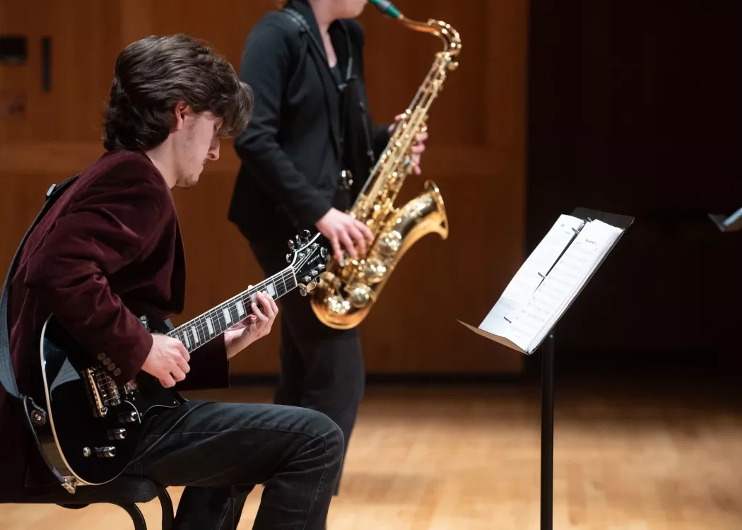 Students playing jazz instruments