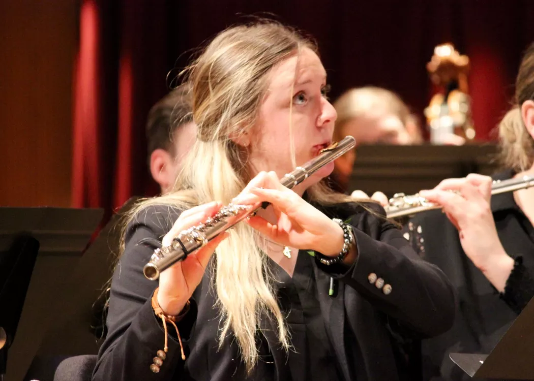 Student playing flute