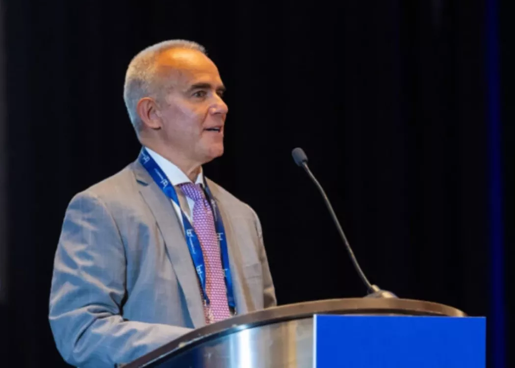 Alan Mason giving speech