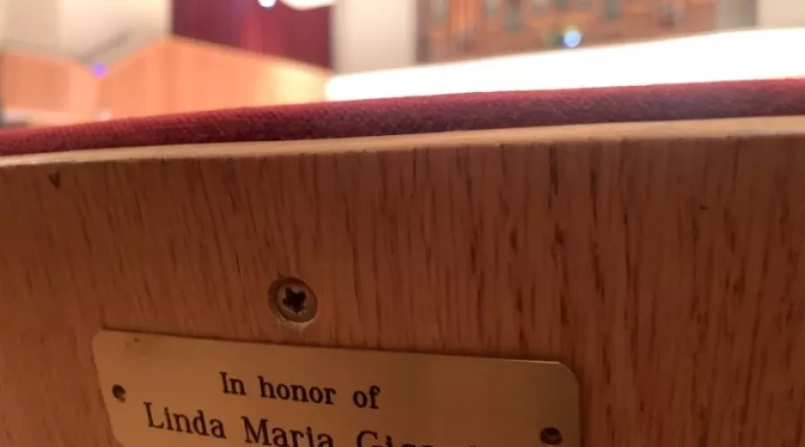 Seat plaque in Comstock Hall
