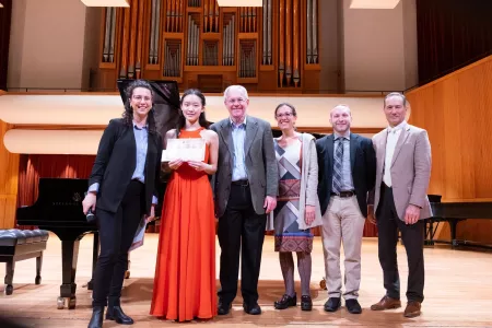 Piano competition winner and judges